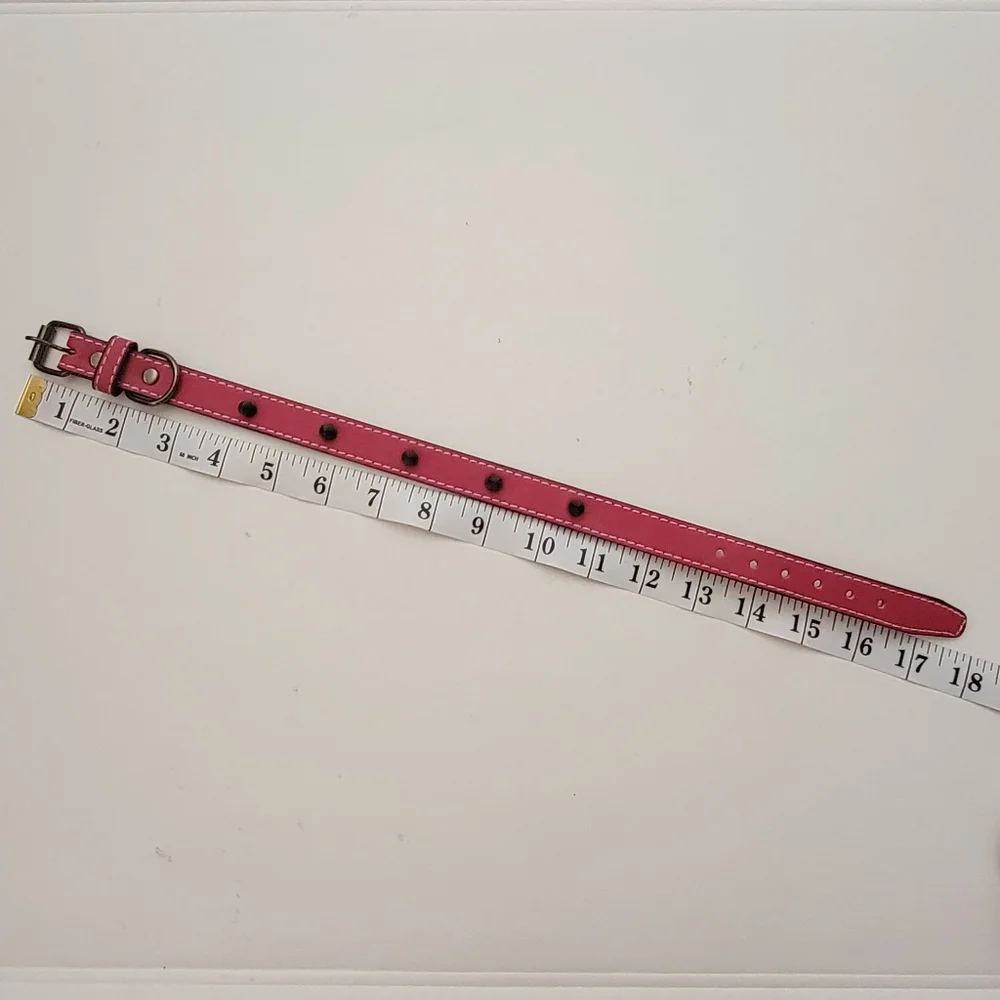 Dog collar Pink Studded faux leather